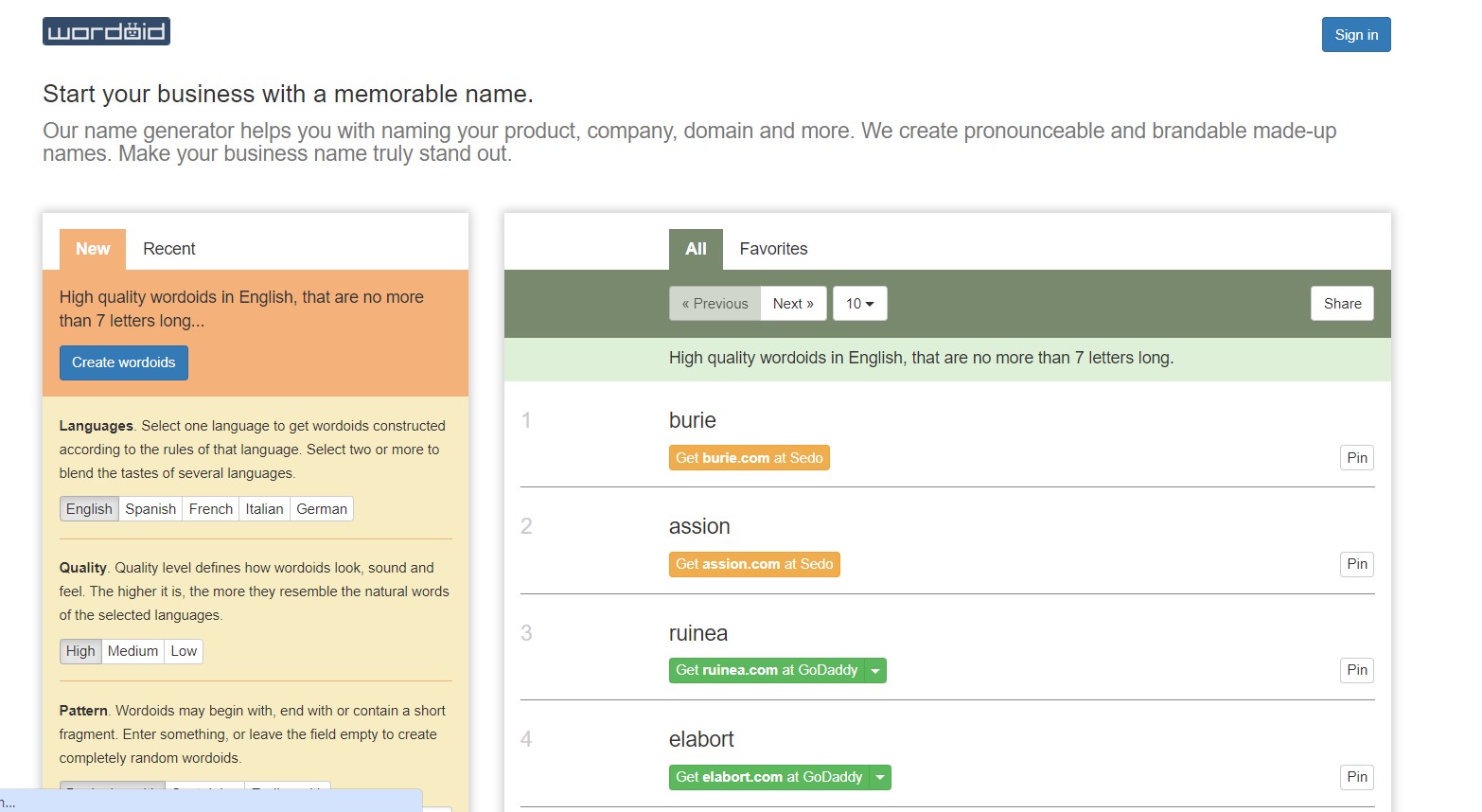 wordoid برای اسم برند با هوش مصنوعی