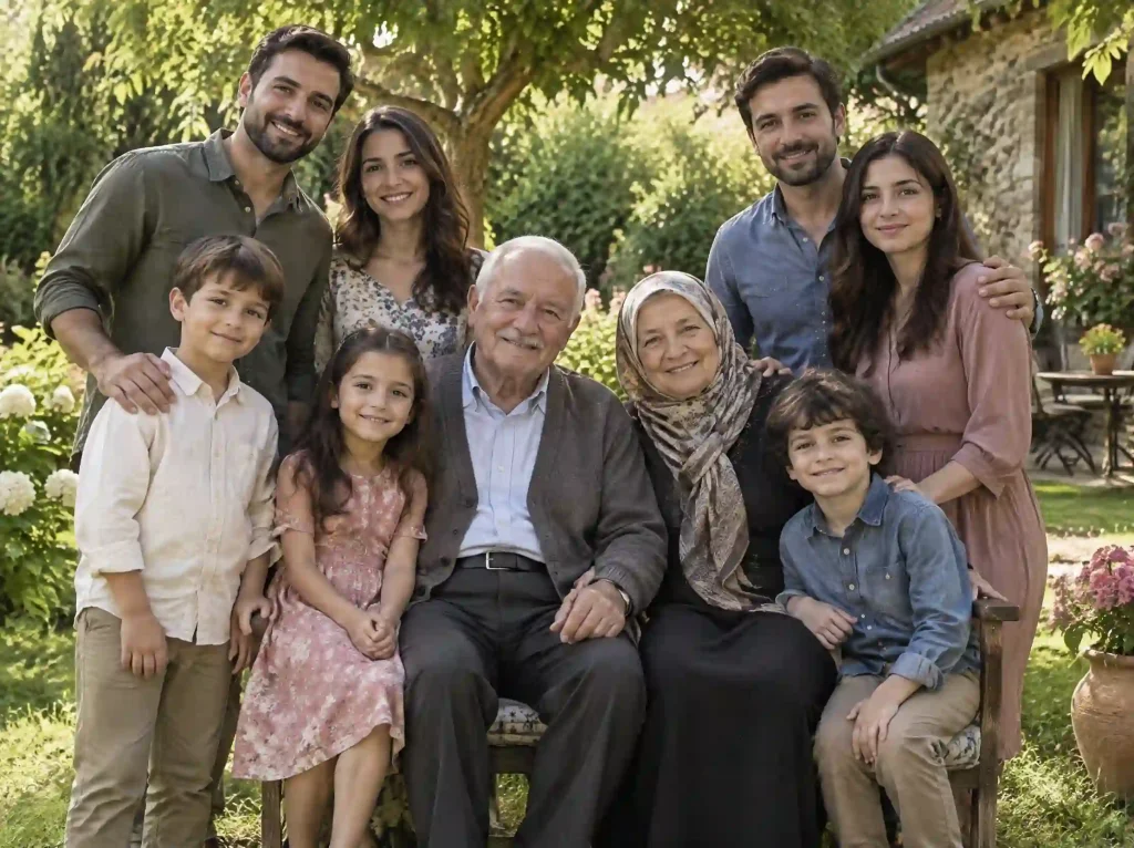 پرتره چندنسلی در باغ